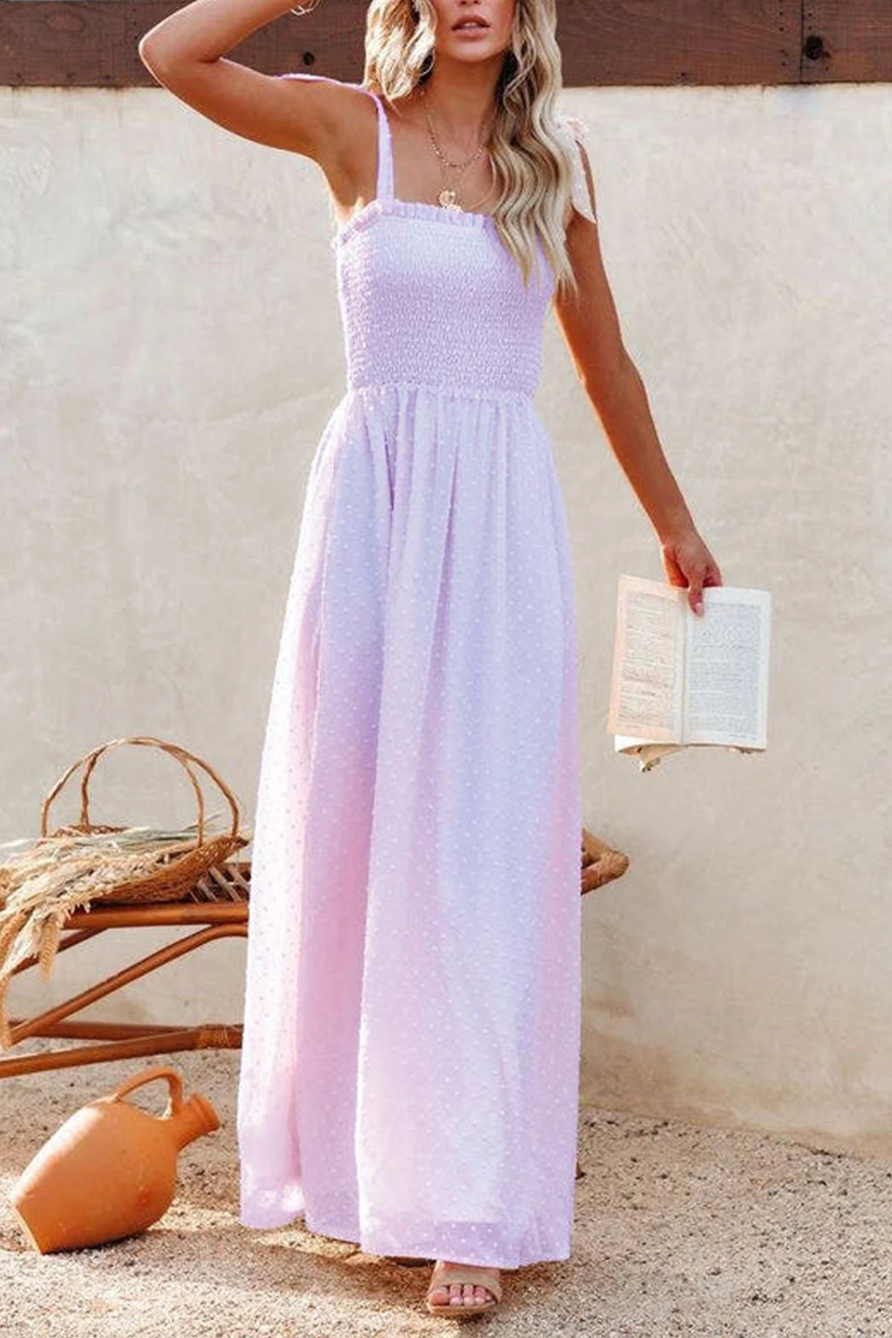 Cosette - Jacquard-Kleid mit Schlitz, Smokings und Schleifenbändern