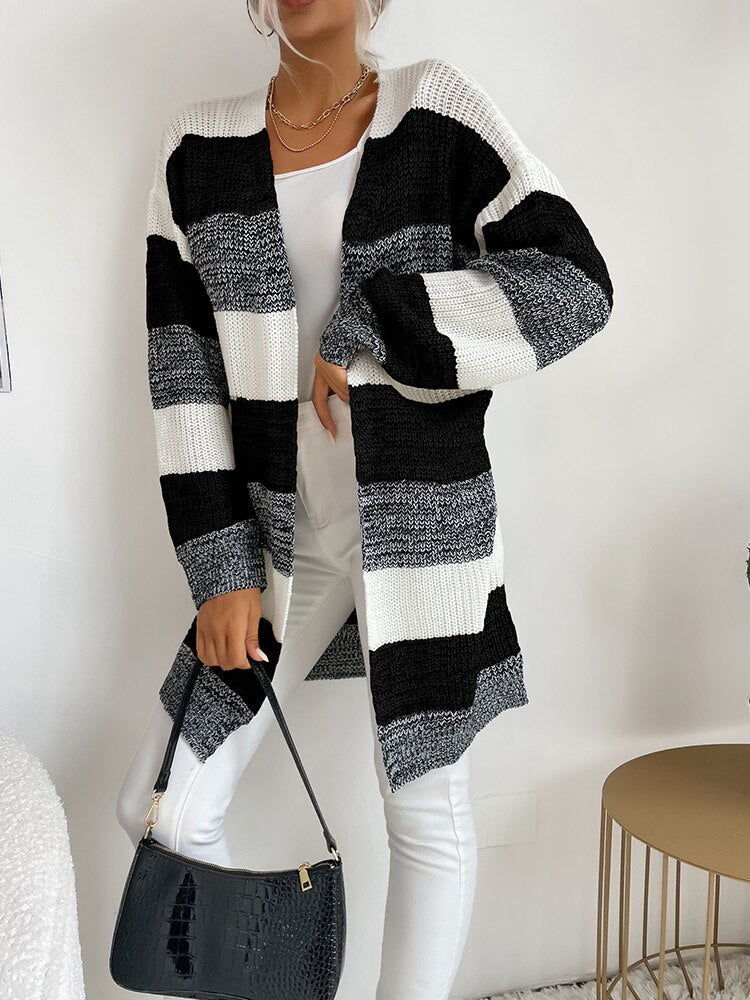 Langärmeliger Strickpullover für Damen, Strickjacke