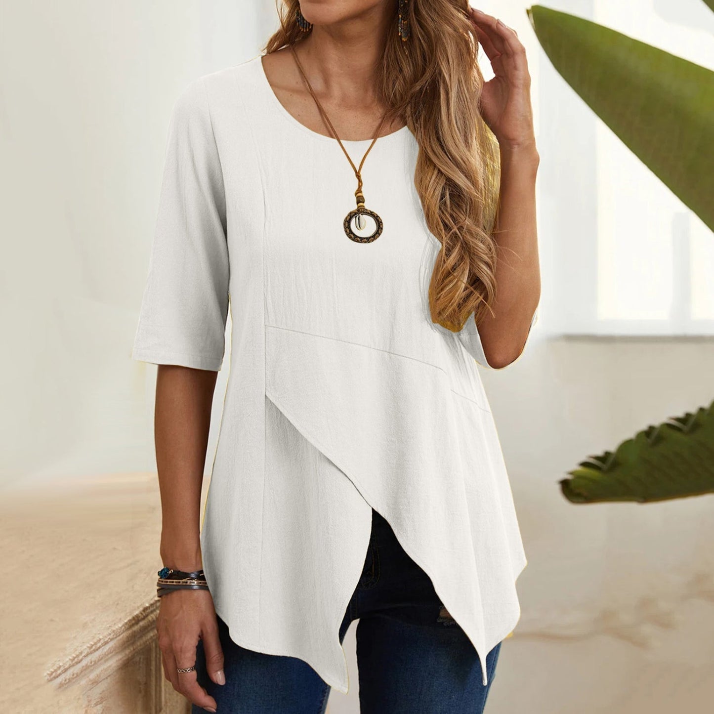 MiaMilana - Bluse mit Rundhalsausschnitt für Frauen