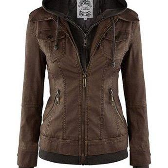 Elegante Damenjacke im Vintage-Design mit einer tiefen Kapuze und langen Ärmeln für einen strahlenden Look.