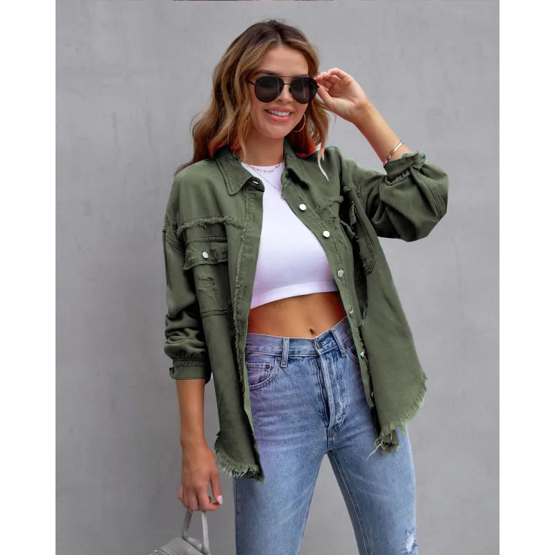 Weite Jeansjacke aus Baumwolle