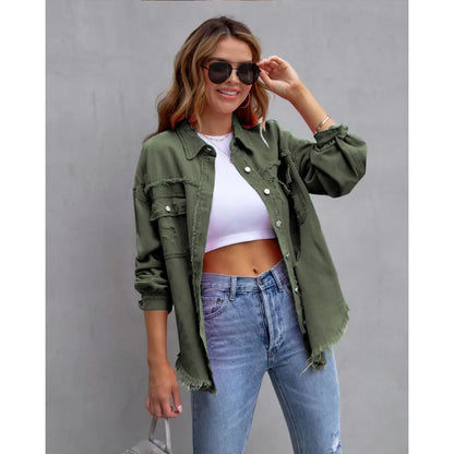 Weite Jeansjacke aus Baumwolle