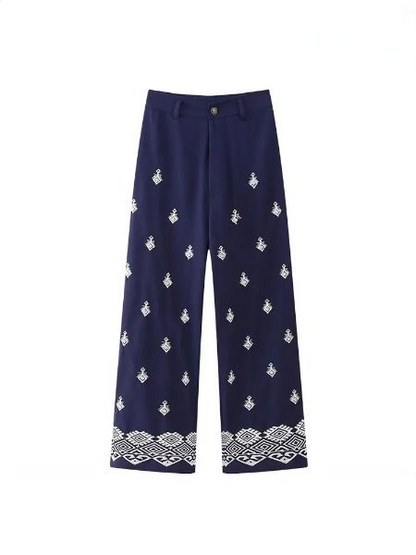 Sophie - Gerade geschnittene, bestickte Vintage-Hose