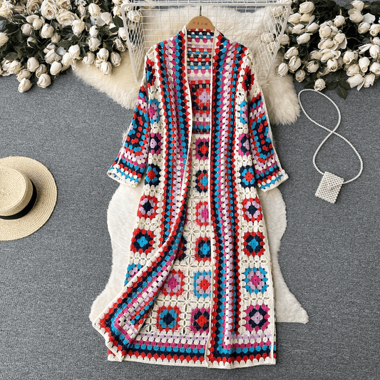 Ella | Floral gehäkelte Strickjacke