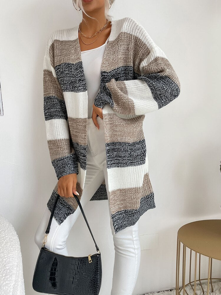 Langärmeliger Strickpullover für Damen, Strickjacke