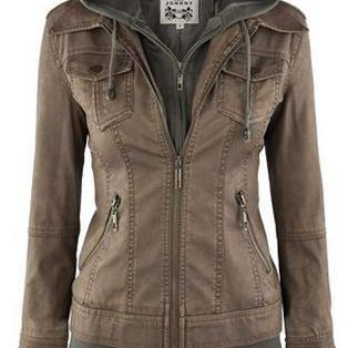 Elegante Damenjacke im Vintage-Design mit einer tiefen Kapuze und langen Ärmeln für einen strahlenden Look.
