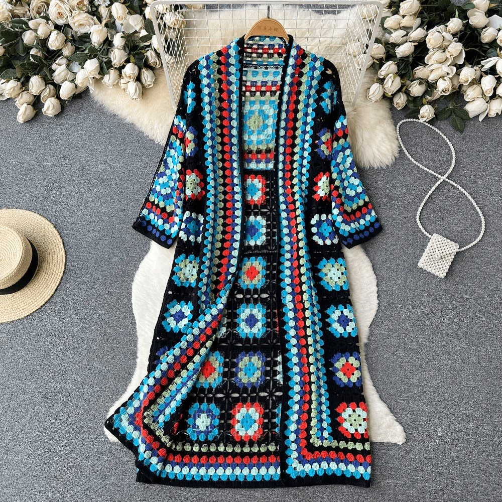 Ella | Floral gehäkelte Strickjacke