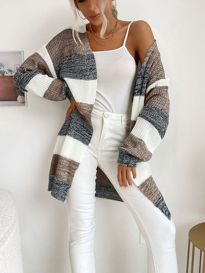 Langärmeliger Strickpullover für Damen, Strickjacke