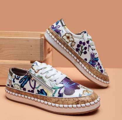 Monaco - Flache Freizeitschuhe für Frauen mit Schnürsenkeln und Blockfarbendruck