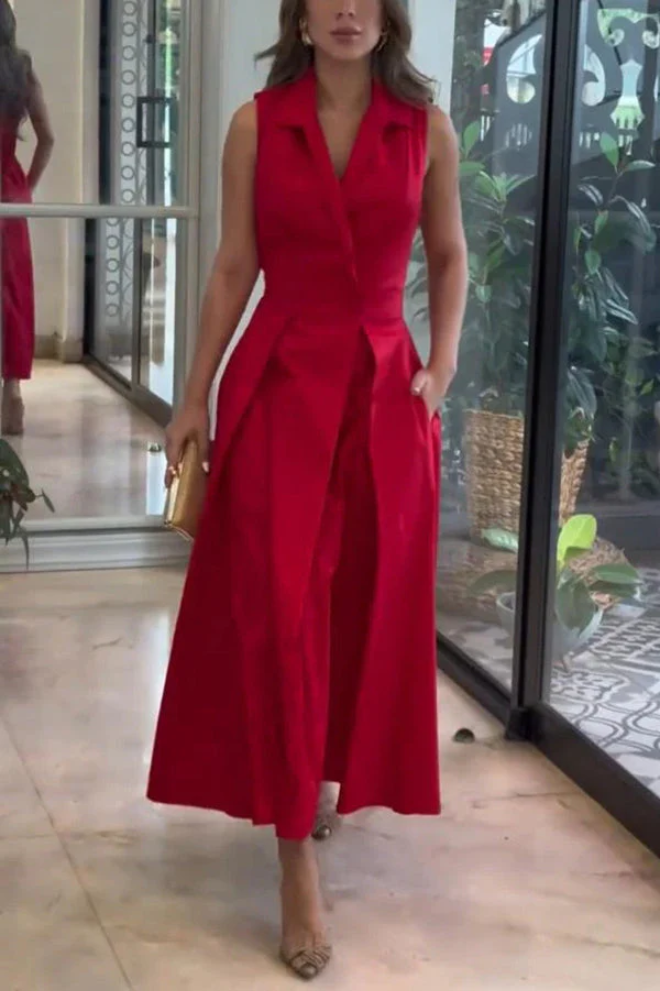 Maxikleid mit Punkten und Taschen