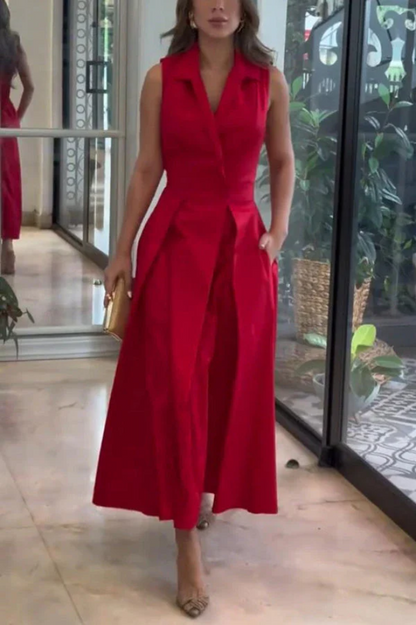Maxikleid mit Punkten und Taschen