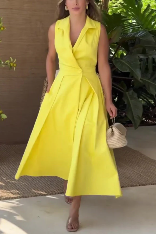 Maxikleid mit Punkten und Taschen