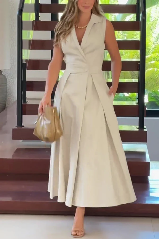 Maxikleid mit Punkten und Taschen