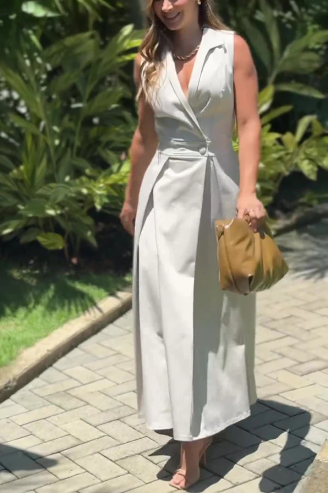 Maxikleid mit Punkten und Taschen