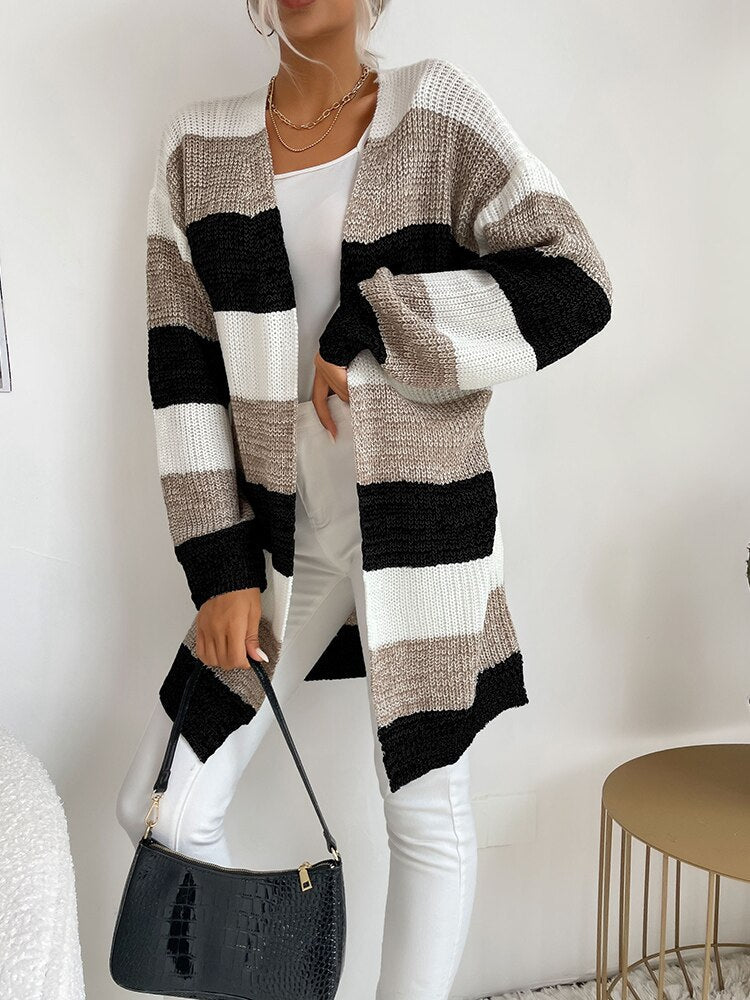 Langärmeliger Strickpullover für Damen, Strickjacke