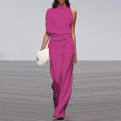 Eleganter weicher ärmelloser Jumpsuit mit weitem Bein | Damen Sommer Jumpsuit