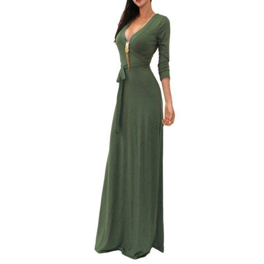 Langes Wickelkleid mit eleganten langen Ärmeln
