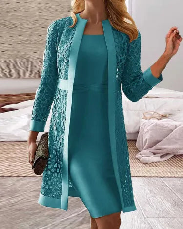Lucy - Zweiteiliges Spitzen-Strickjacken-Kleid für Damen