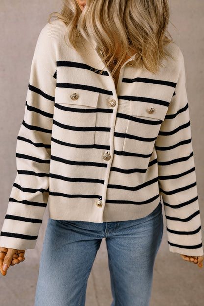 Merly | Schicke und charmante gestreifte Strickjacke mit Knöpfen