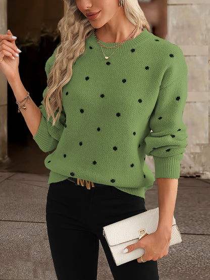 Adeline - Strickpullover mit Pünktchenmuster und Rundhalsausschnitt für Frauen