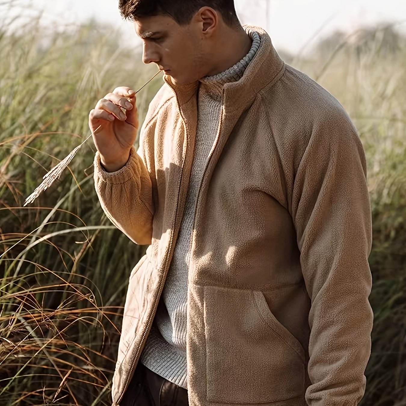 Lars | Warmer Fleece-Wintermantel in Uni-Farbe