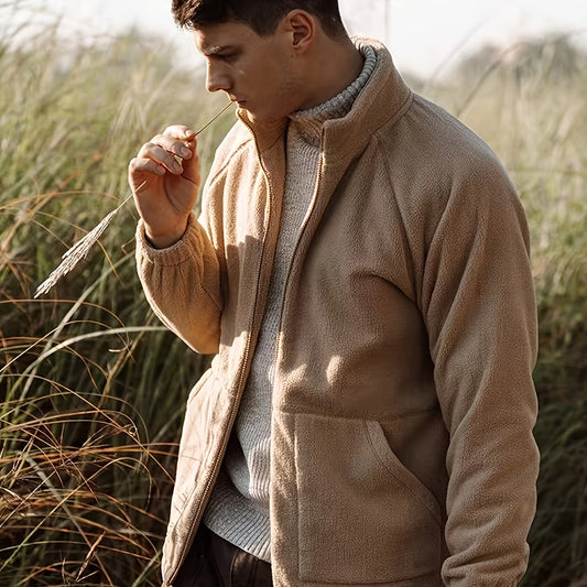 Lars | Warmer Fleece-Wintermantel in Uni-Farbe