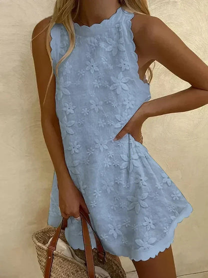 Dellona - Lässiges ärmelloses Spitzenkleid für Frauen