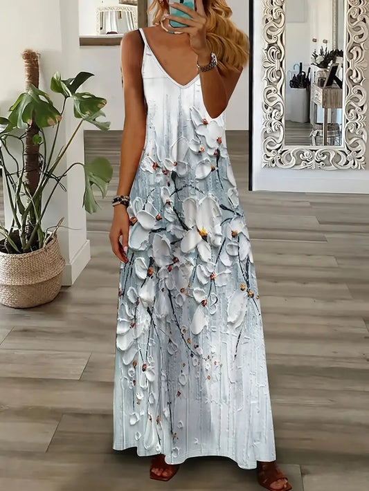 Ariel - Kleid mit Blumendruck und Spaghetti-Trägern