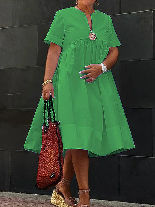 Holidays Blumenbrosche einfarbig Midi-Kleid einfarbig locker