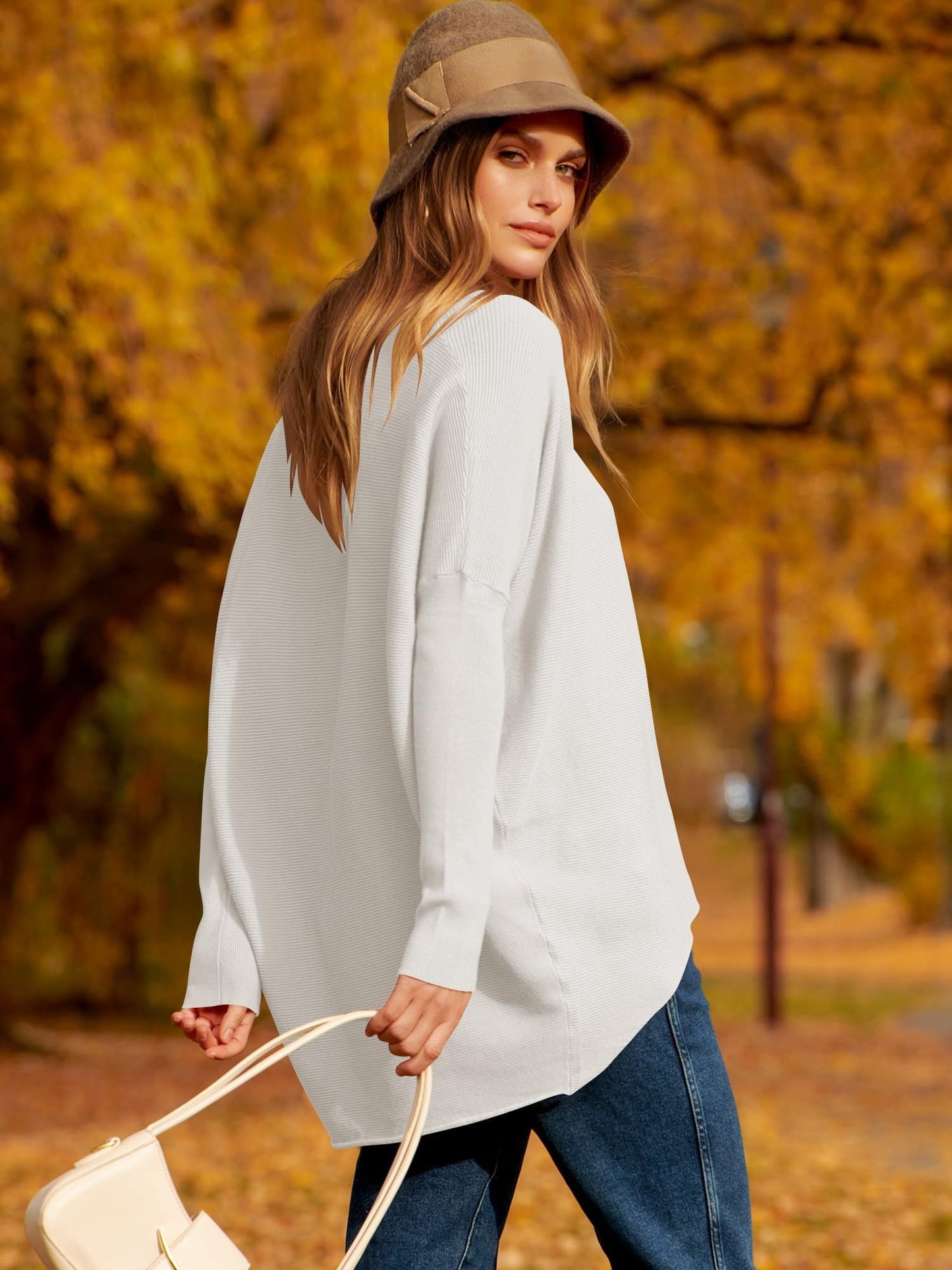 Charlotte - Dolman Irreguläre Und Übergroße Ärmel Strickpullover Für Frauen
