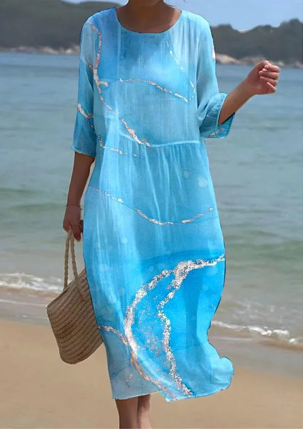 Kleid mit halben Ärmeln und hoher Taille