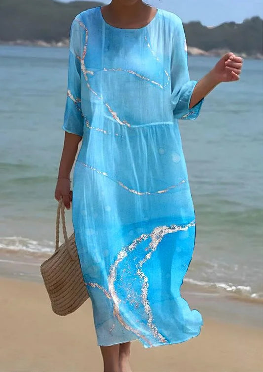 Kleid mit halben Ärmeln und hoher Taille