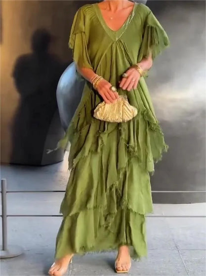 Cortenne - Elegantes Maxikleid mit tiefem Ausschnitt