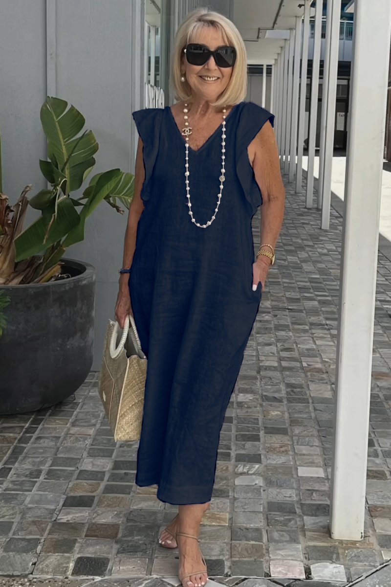 Freizeitkleid aus Baumwolle und Leinen
