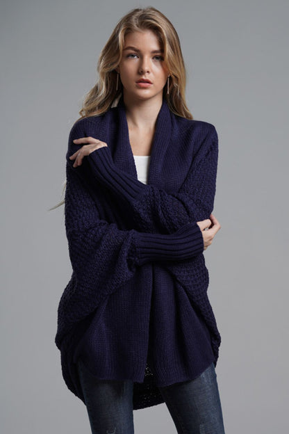 Liana - Lange offene Strickjacke mit Dolman-Ärmeln für Damen