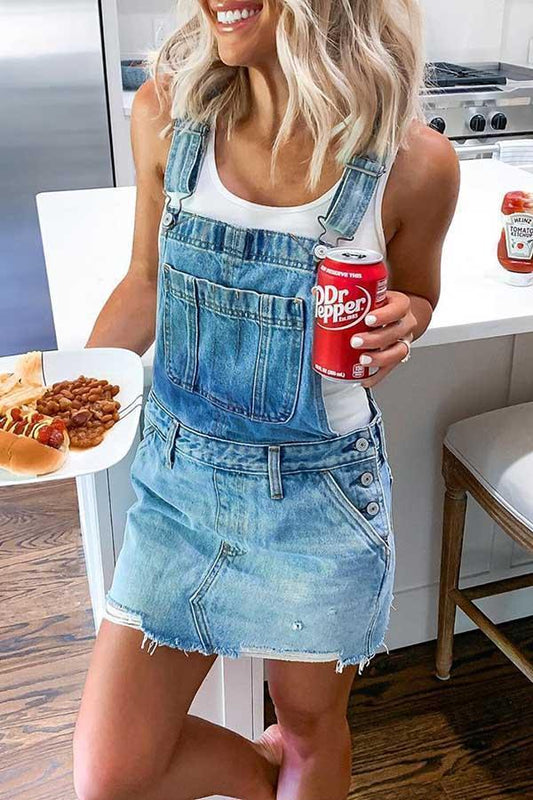 Denim-Jumpsuit mit verstellbarer Schnalle