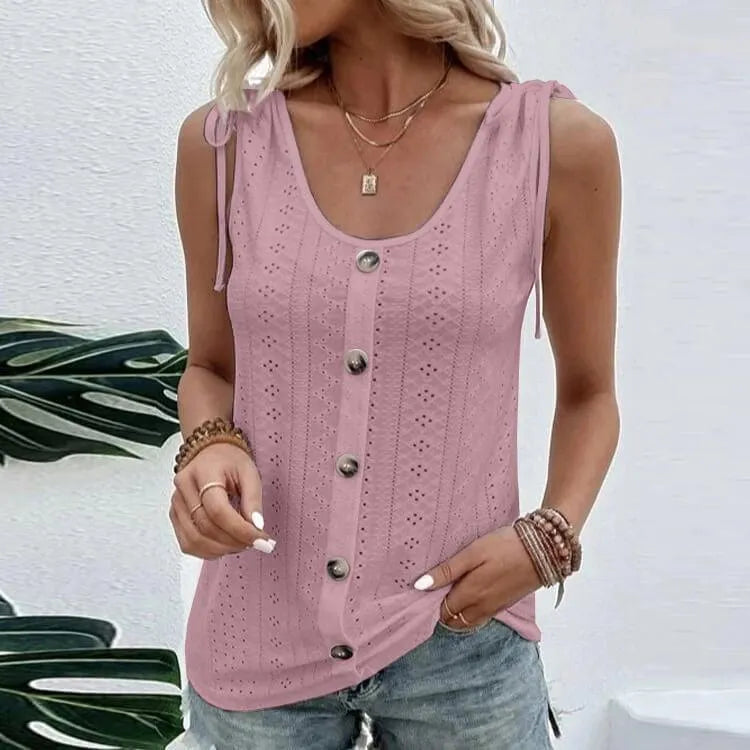 Stylisches Damen-Top mit Knöpfen und Ausschnitten