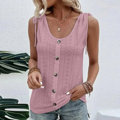 Stylisches Damen-Top mit Knöpfen und Ausschnitten