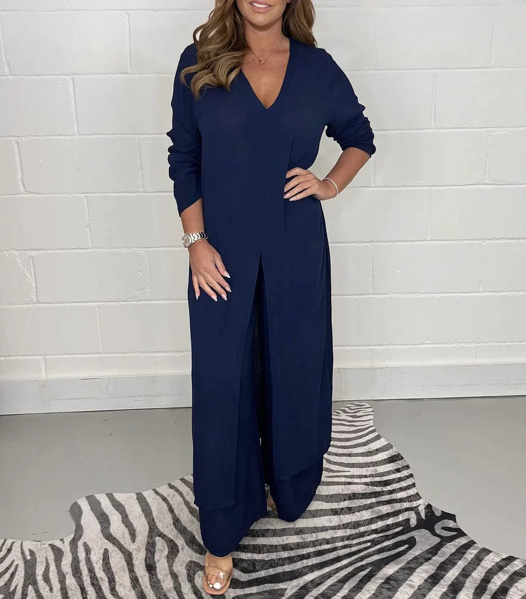 ELISSE | Casual 2-teiliges Set: langes Oberteil, passende Hose