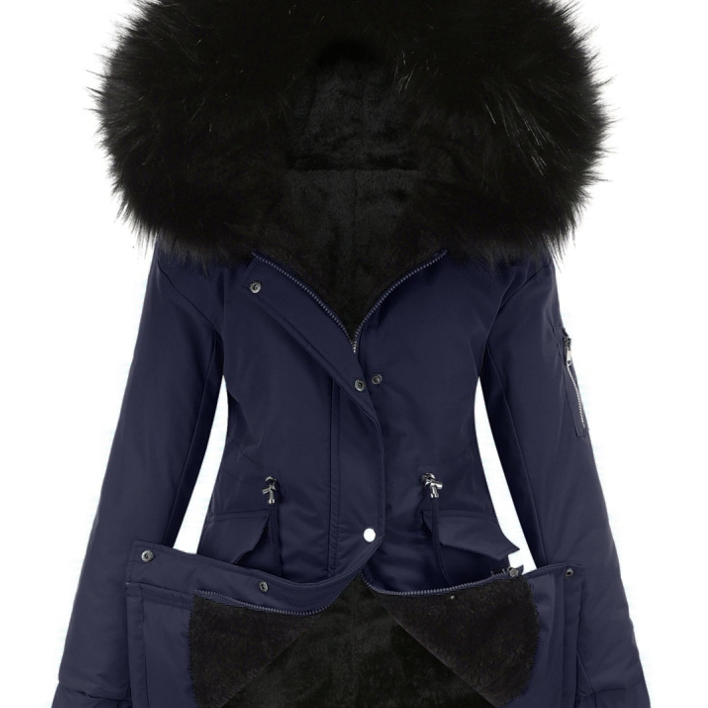 Nina | Fuzzy-Kapuzen-Parka-Jacke mit Reißverschluss