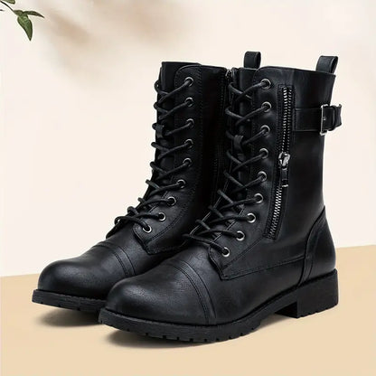 Modische Schnürstiefel mit Reißverschluss an der Seite