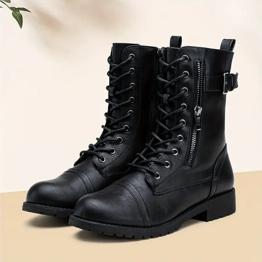 Modische Schnürstiefel mit Reißverschluss an der Seite