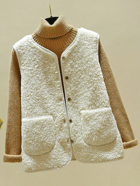 Linda - Warme ärmellose Strickjacke aus Lammwolle für Frauen