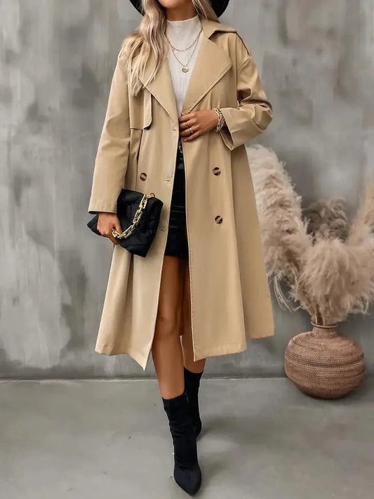 Rosemary - Schlichter doppelreihiger Trenchcoat mit langen Ärmeln