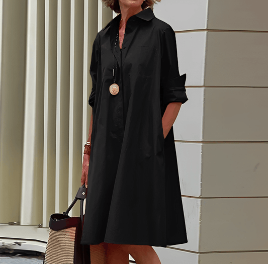 Damen klassisches Midi-Hemdkleid