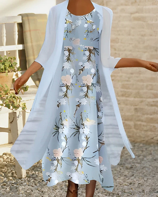 - Himmelblaues zweiteiliges Kleid für Damen