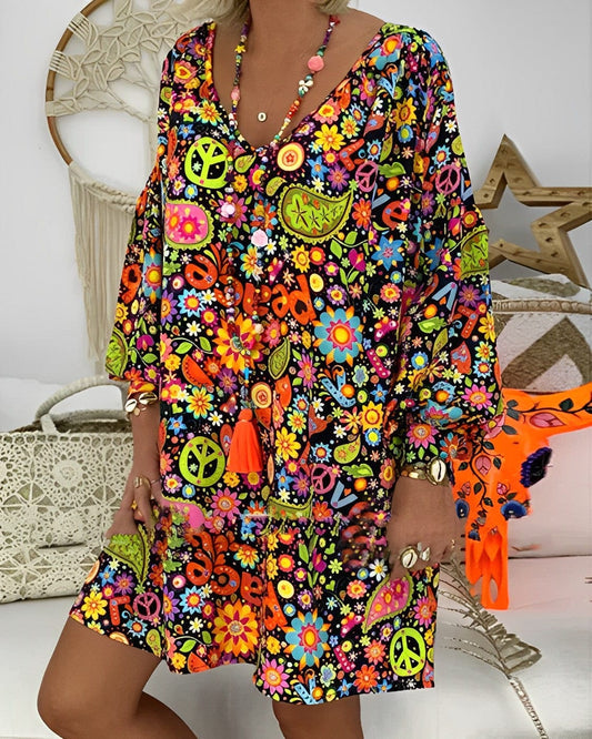 - Stilvolles mehrfarbiges Kleid