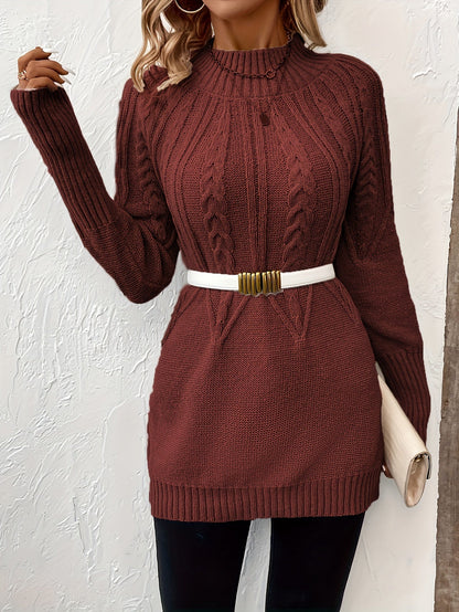 Elena - Strickpullover mit Zopfmusterkragen für Frauen