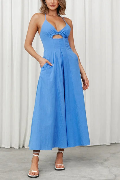 Kallie - Maxikleid mit V-Ausschnitt und offenem Rücken