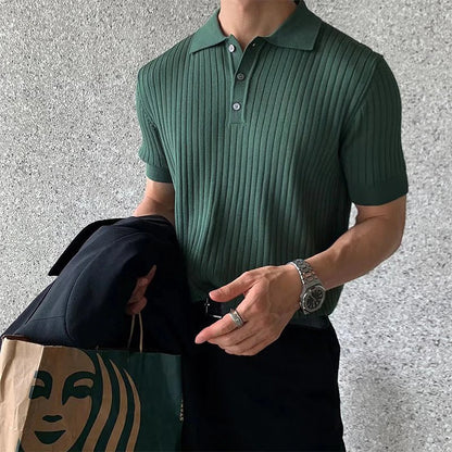 Rey | Gestricktes gestreiftes Poloshirt